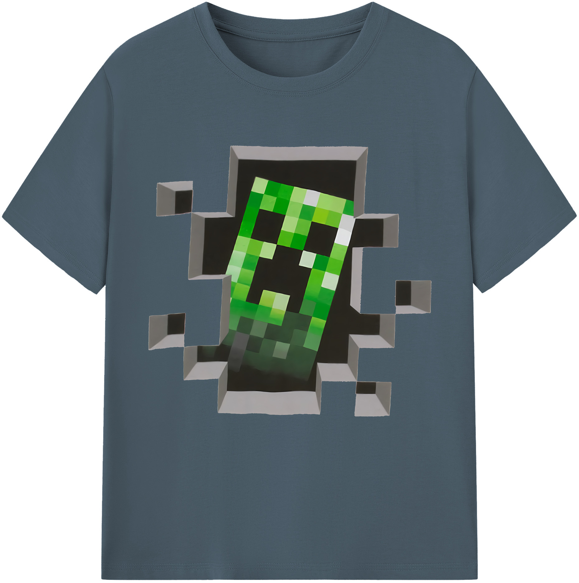 （画像用） マインクラフト ブロックの世界 Minecraft MC Block world 綿100％半袖Tシャツ（フロントプリント）